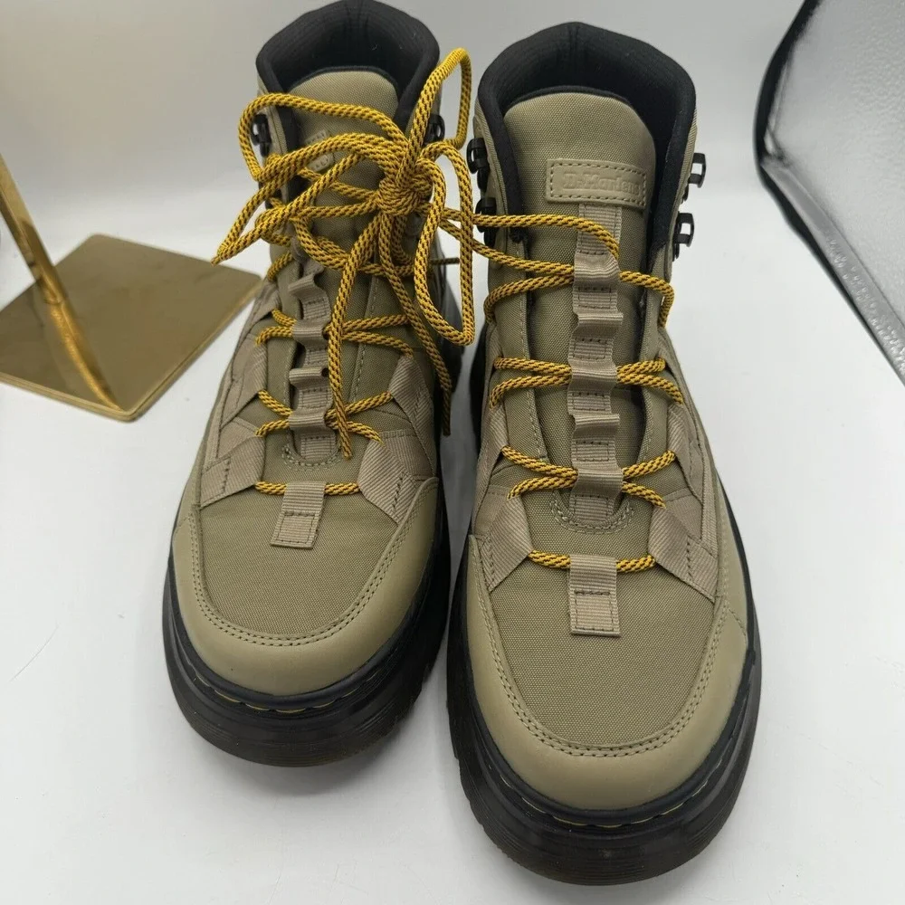 Dr. Martens‎ Boury Nylon & Leather Men's Boots Olive Green Size M 8 / L 9